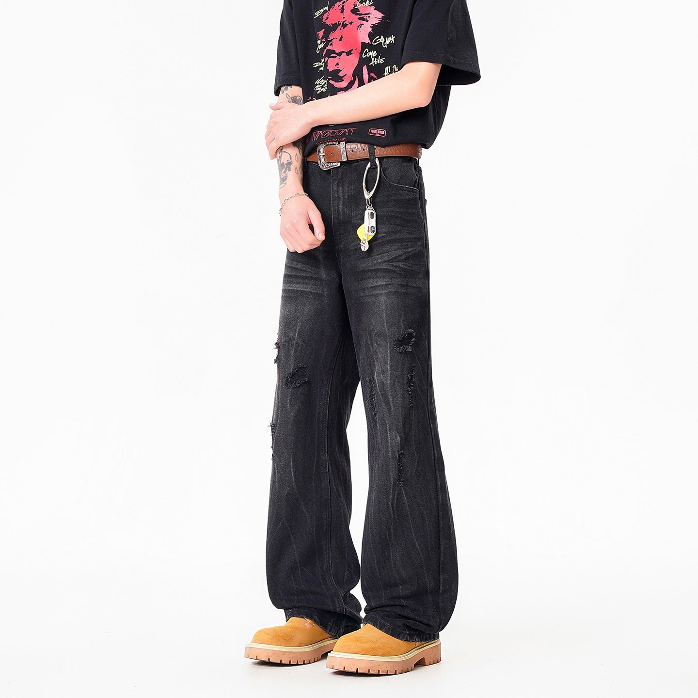 Street Style Lightweight Catwhisker Flared Jeans