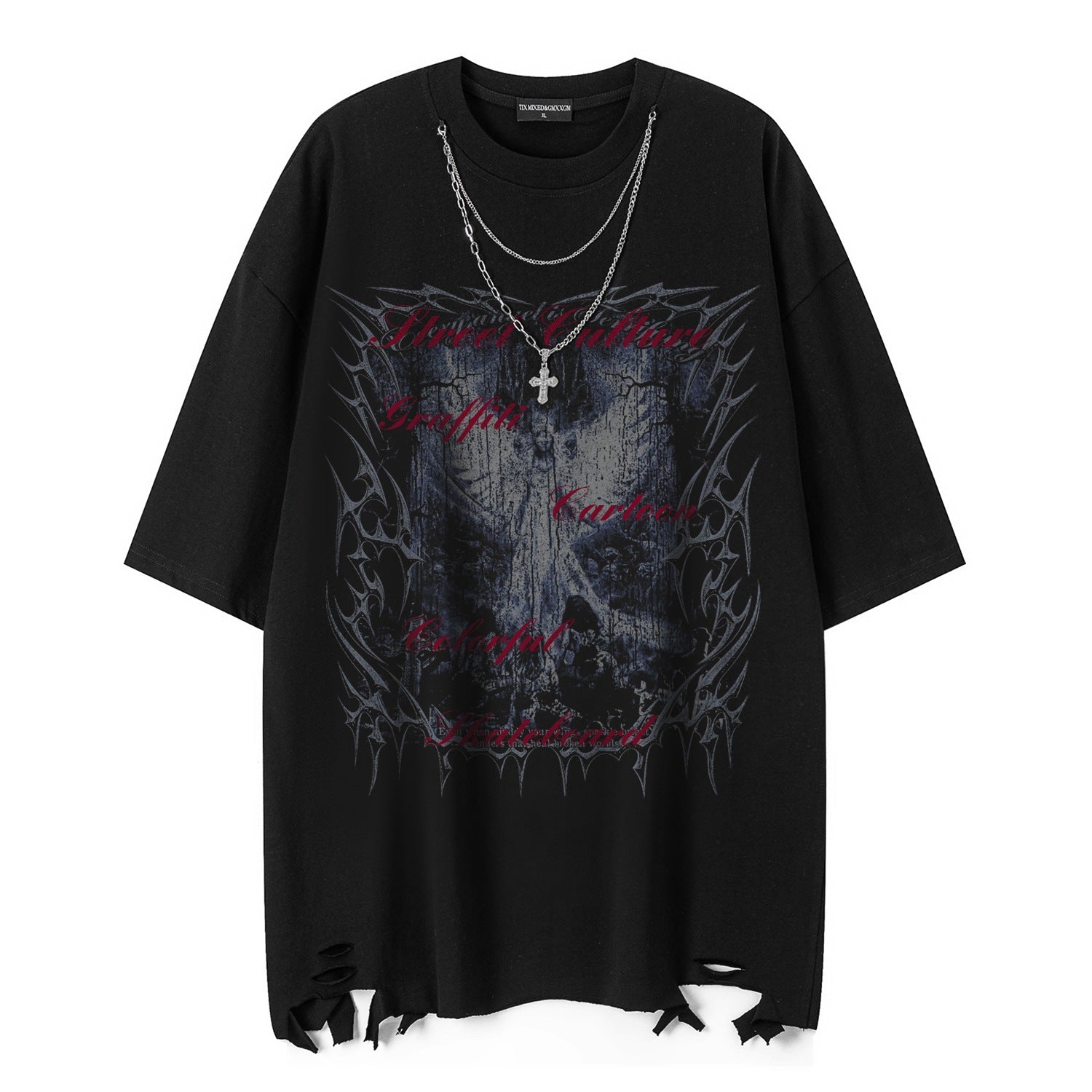 Thorn wing printed short sleeved shirt