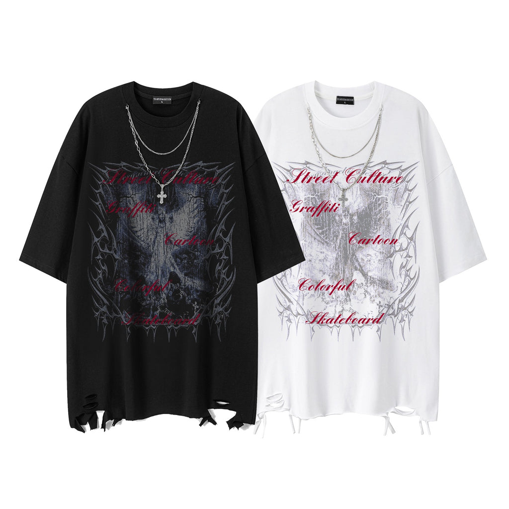 Thorn wing printed short sleeved shirt