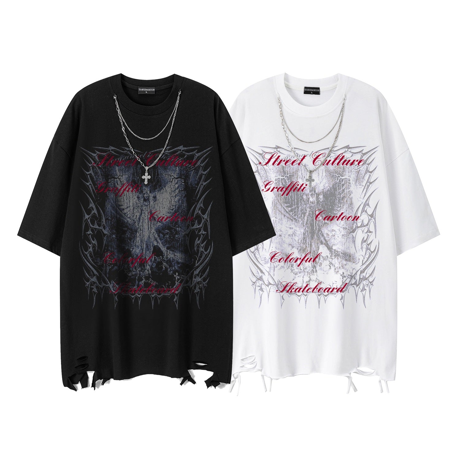 Thorn wing printed short sleeved shirt