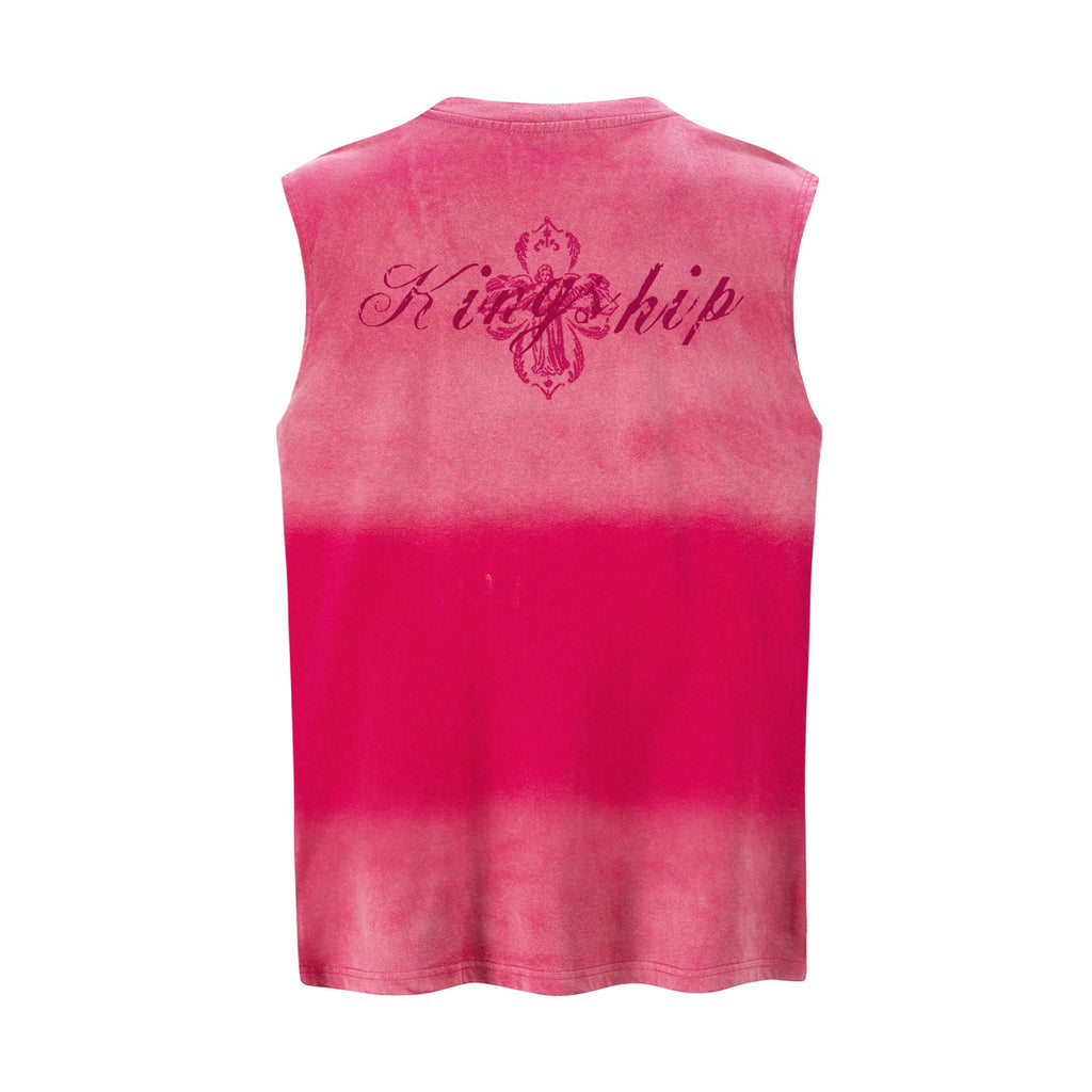 Gradient letter printed vest