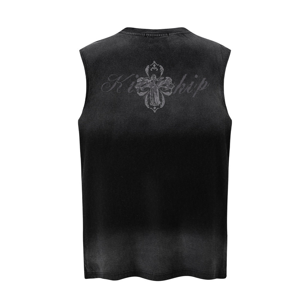 Gradient letter printed vest