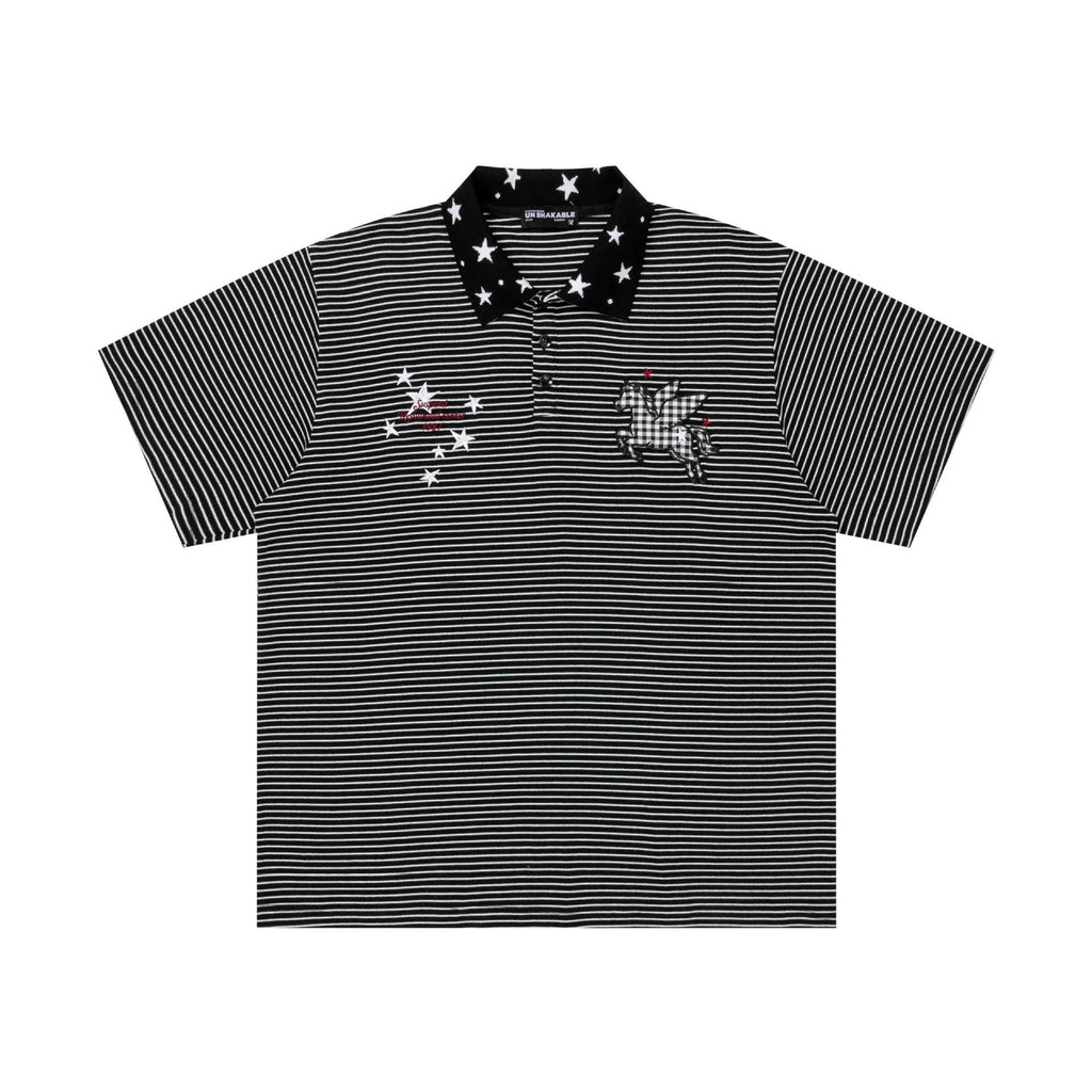Embroidered collar short sleeved shirt