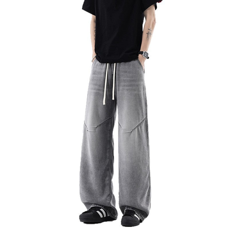 Lycra Ice Silk Men's Jeans Slim Straight Leg Pants