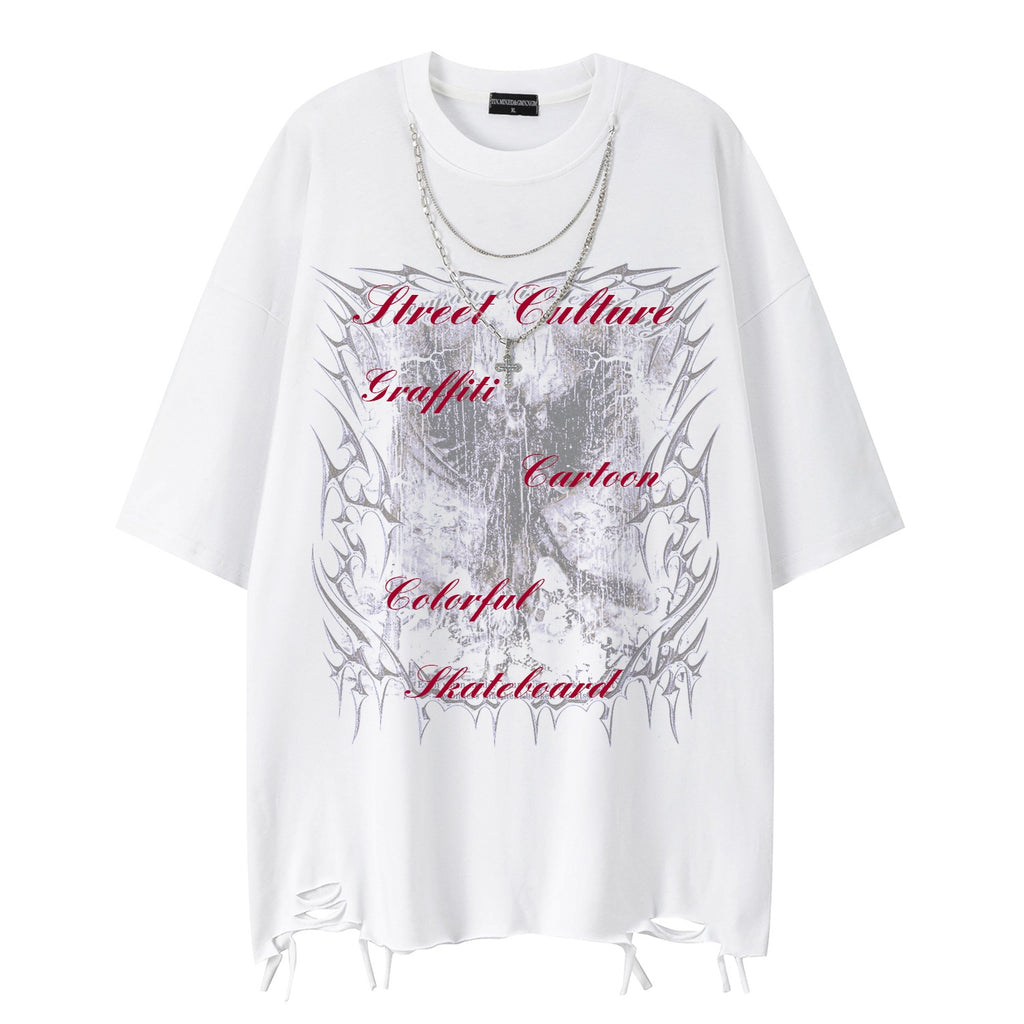 Thorn wing printed short sleeved shirt