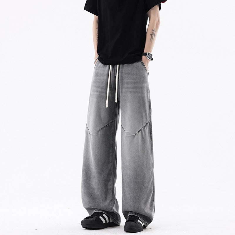 Lycra Ice Silk Men's Jeans Slim Straight Leg Pants